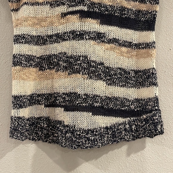 Lucky Brand striped cap sleeve open knit sweater, Sz M - Picture 6 of 14